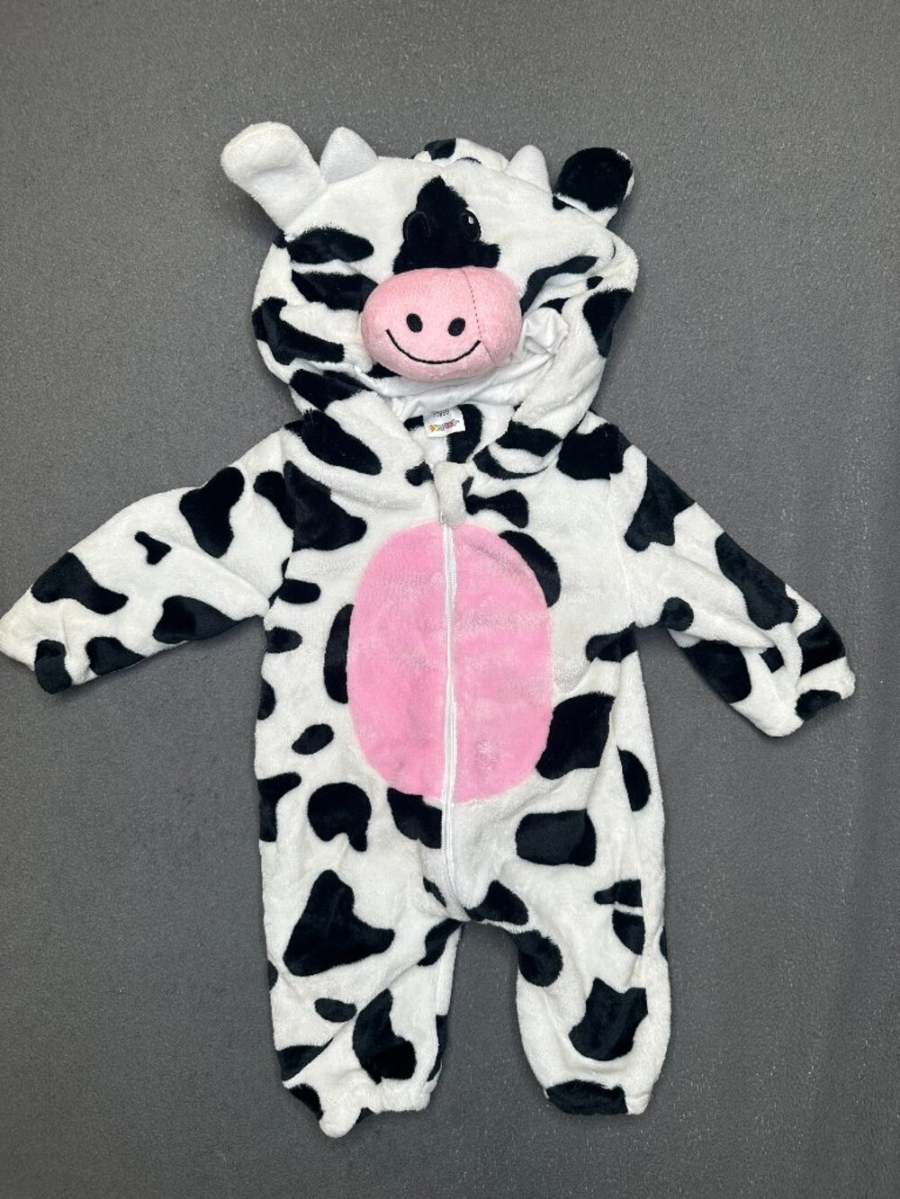 Unisex Kids Animal Costume Flannel Hooded Romper Cow Jumpsuit 70/59 (3-6months)